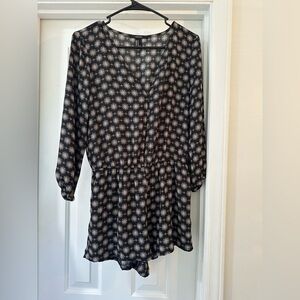Forever 21 Black and White Floral Romper